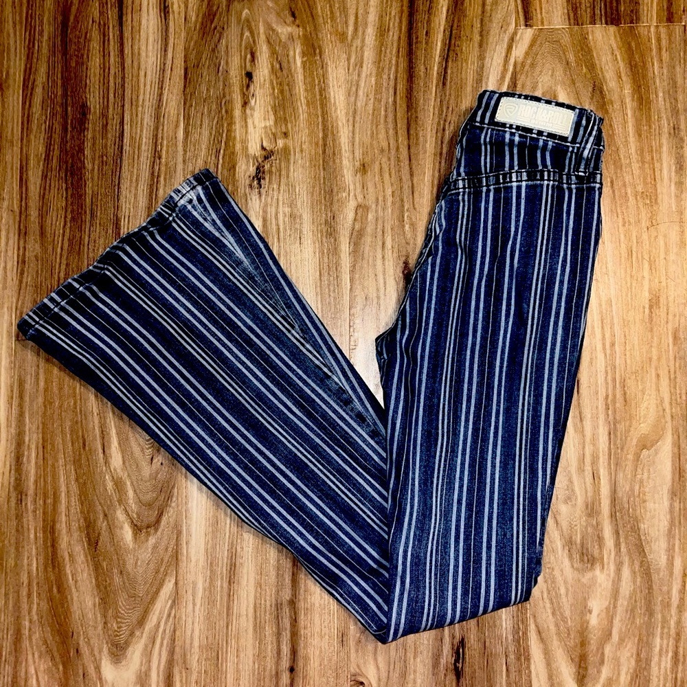 Rock & roll denim striped flares